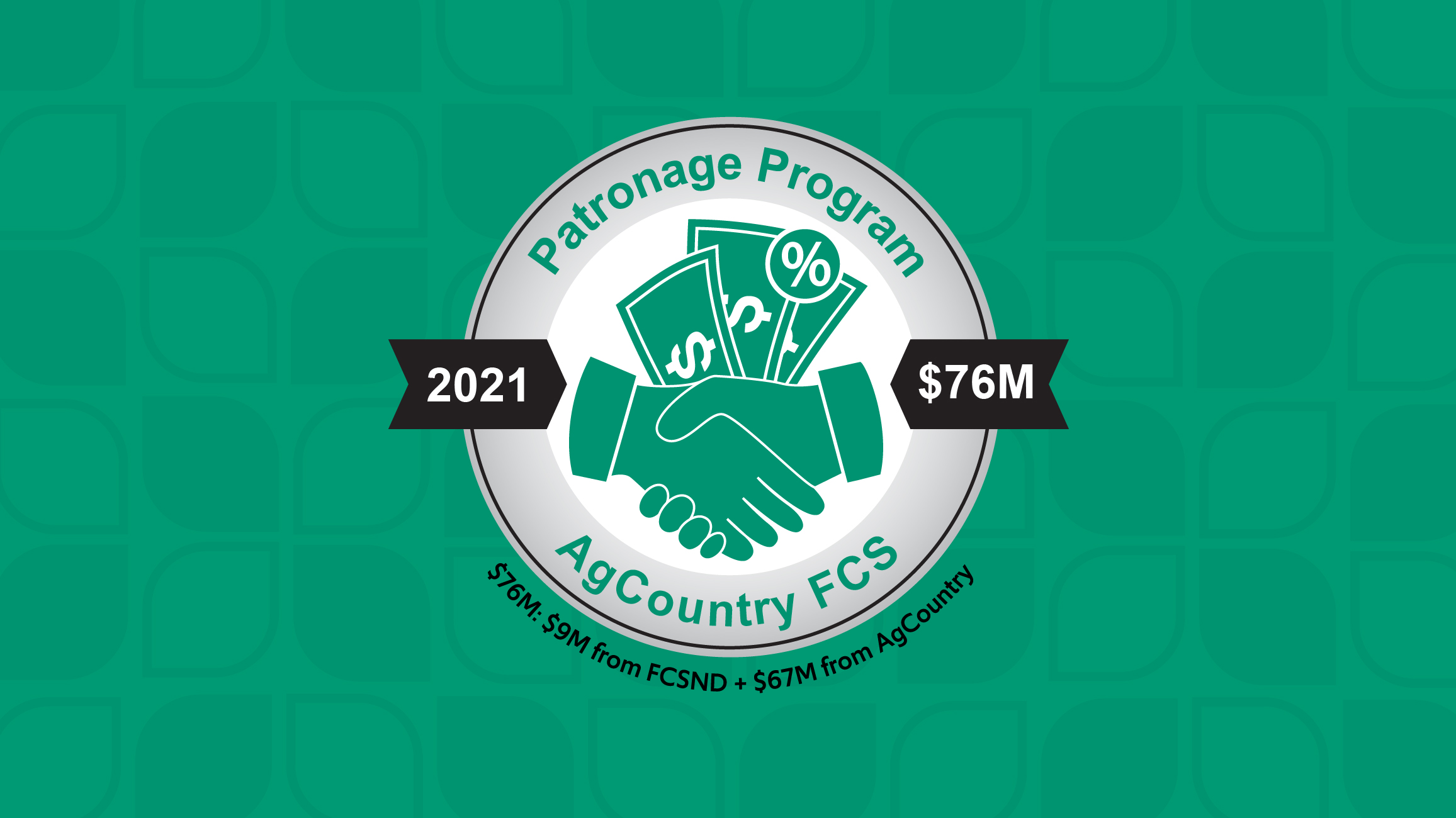AgCountry's patronage logo announcing a record $76 million dividend 
